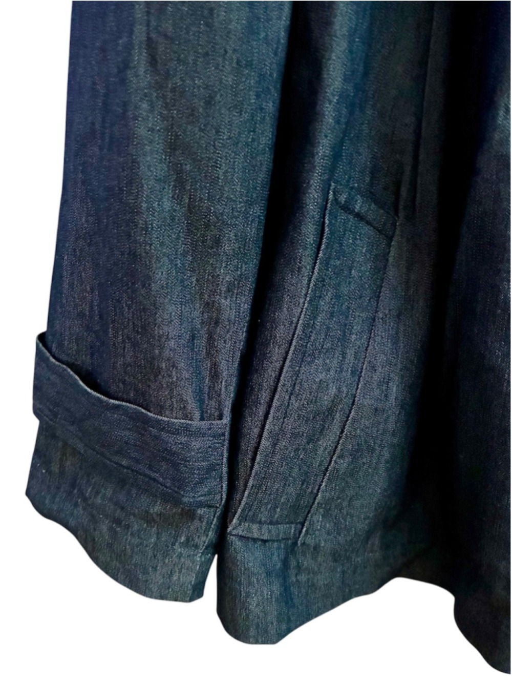 Sandro Woman Blue Denim Trench Coat Button Front Epaulets Plus Size 1X - Picture 7 of 11